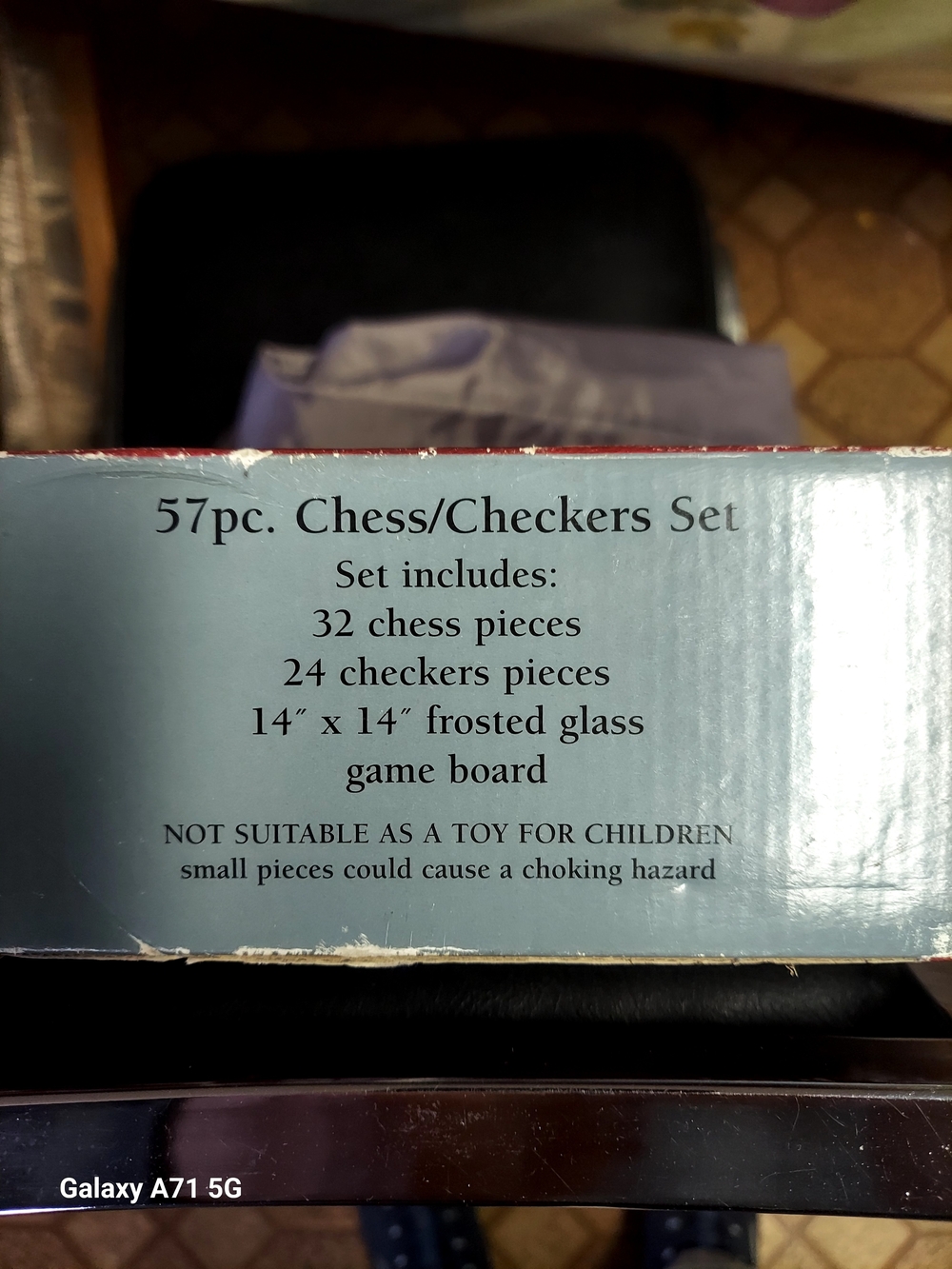 57pc Chess & Checkers Set - Frosted Glass Game Board - Blue